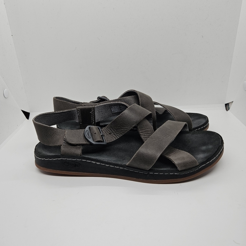 Chaco Wayfarer leather sandals in Tornado dark taupe gray size 7